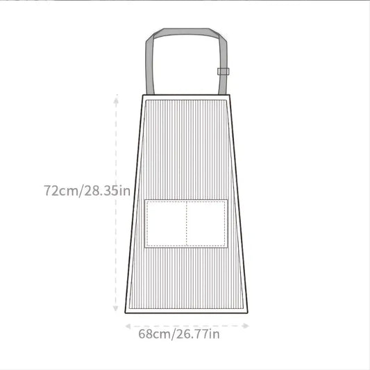 Adjustable Cotton and Linen Kitchen Apron with Pockets
