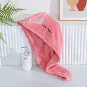 Embroidered Coral Cartoon Hair Drying Cap for Adults