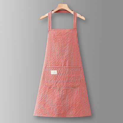Adjustable Cotton and Linen Kitchen Apron with Pockets