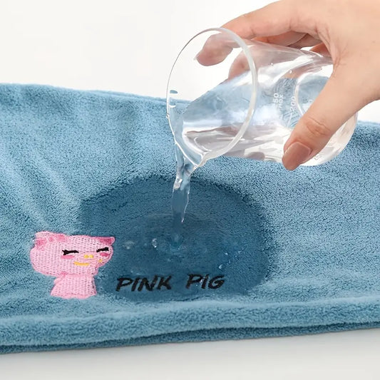Embroidered Coral Cartoon Hair Drying Cap for Adults