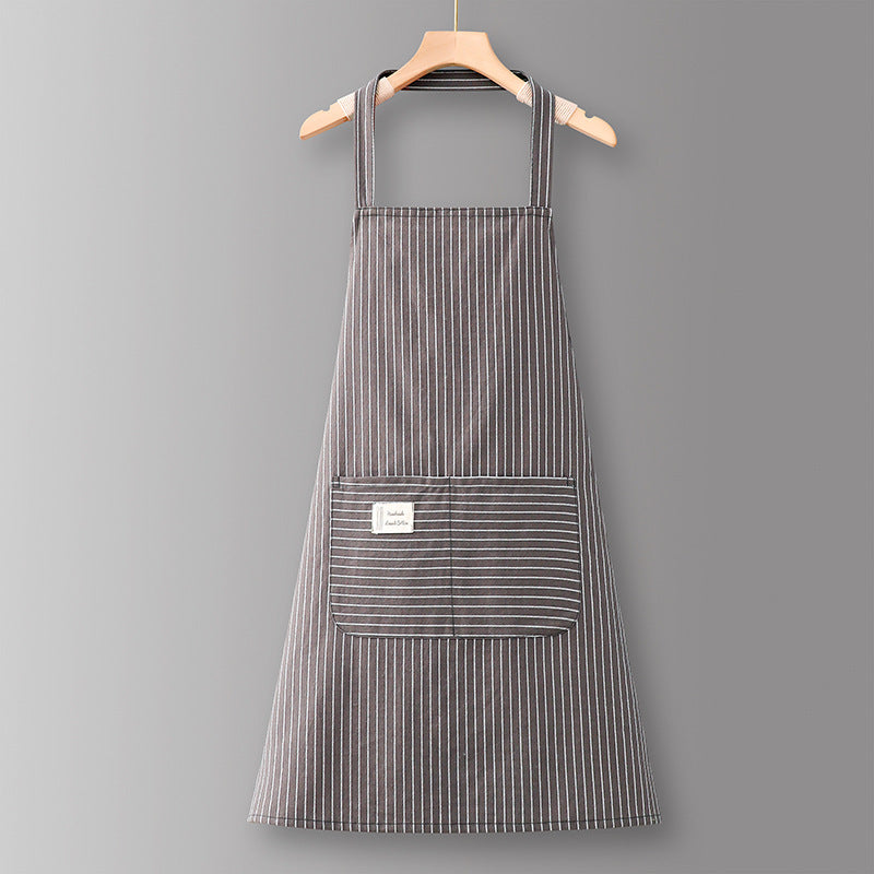Adjustable Cotton and Linen Kitchen Apron with Pockets