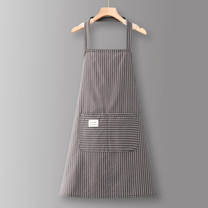 Adjustable Cotton and Linen Kitchen Apron with Pockets