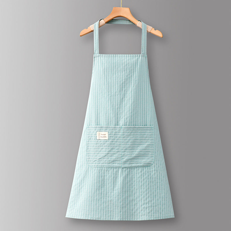 Adjustable Cotton and Linen Kitchen Apron with Pockets
