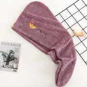 Embroidered Coral Cartoon Hair Drying Cap for Adults