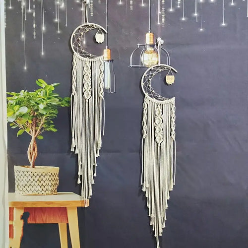 Braided Dream Catcher with Owl Pendant for Home Decor