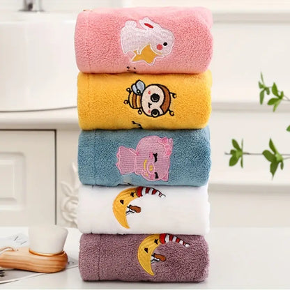 Embroidered Coral Cartoon Hair Drying Cap for Adults