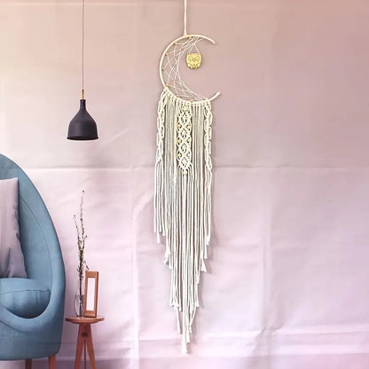 Braided Dream Catcher with Owl Pendant for Home Decor