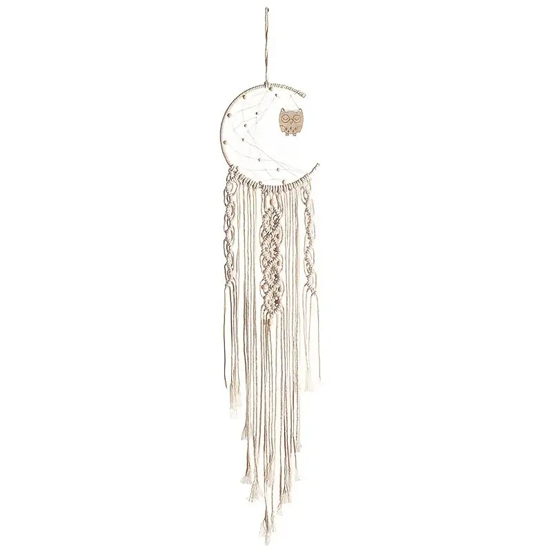 Braided Dream Catcher with Owl Pendant for Home Decor