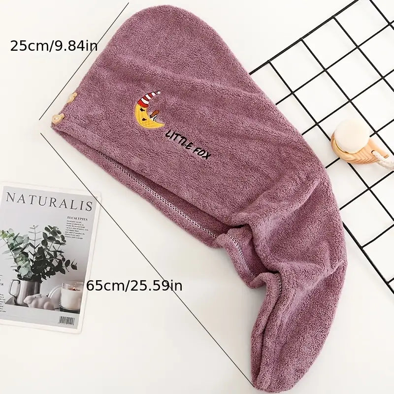 Embroidered Coral Cartoon Hair Drying Cap for Adults