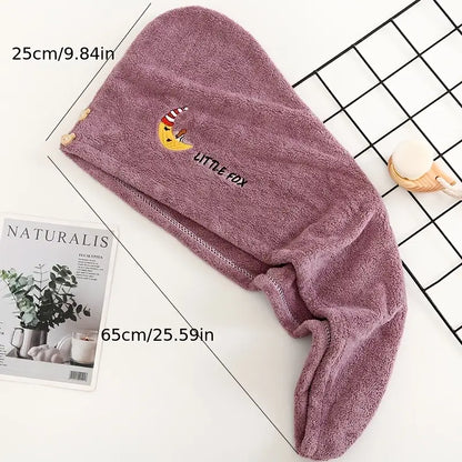 Embroidered Coral Cartoon Hair Drying Cap for Adults