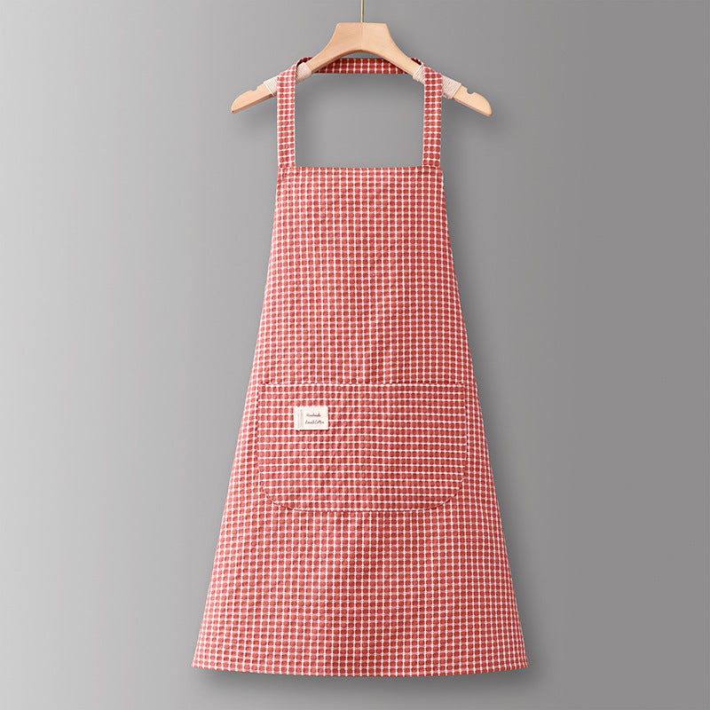 Adjustable Cotton and Linen Kitchen Apron with Pockets